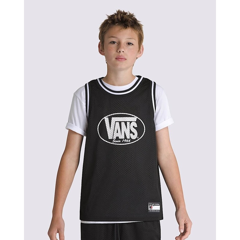 Boys Classic Oval Basketball Tank – Black