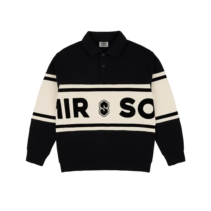 Fleece Rugby Sweatshirt – Black/Marshmallow