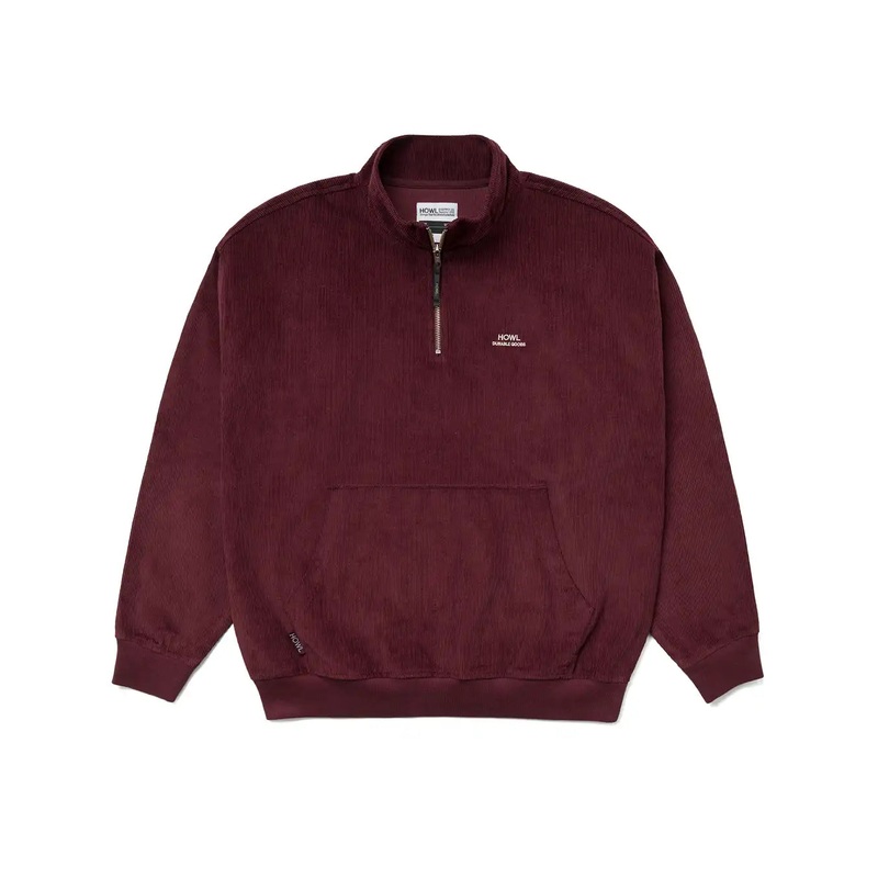 Corduroy Half Zip Sweatshirt – Burgandy