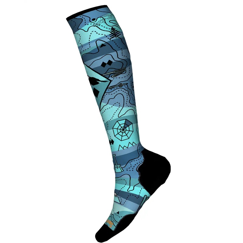 Women’s Ski Topo Treasures Print OTC Thermal Socks – Nightfall Blue