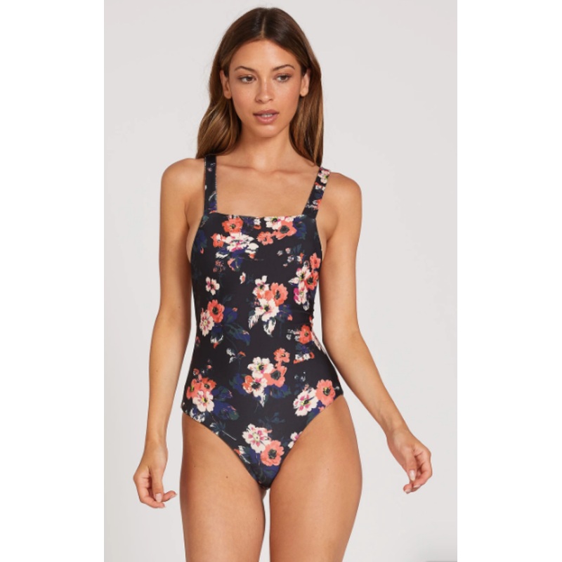 LEAF IT BE ONE-PIECE SWIMSUIT – BLACK