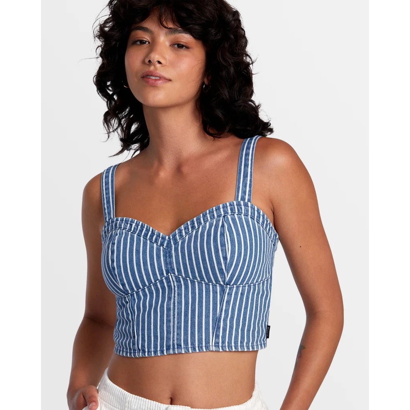Portia Denim Crop Top|S|M|L|Washed Indigo