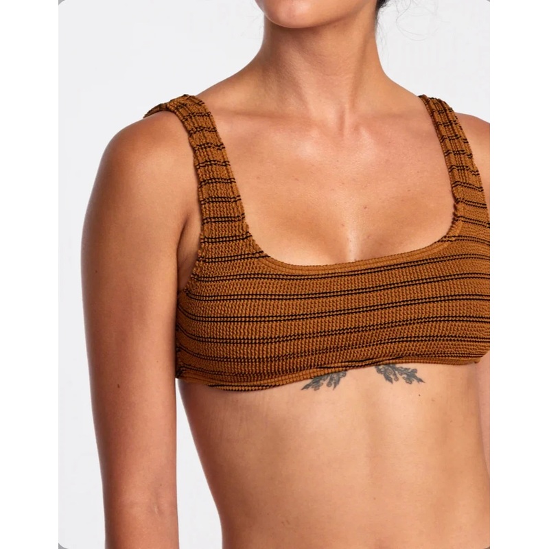 Grooves Stripe Laceback Bralette Bikini Top