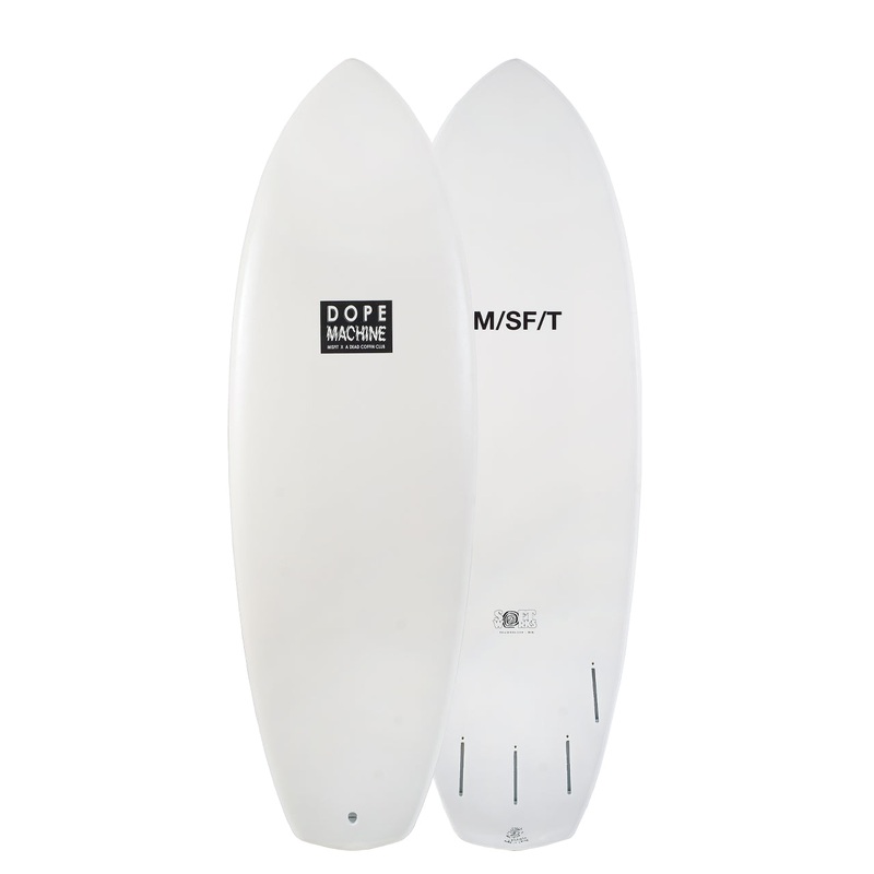 Dope Machine Softworks|5’2″ x 20″ x 2.5″ – 29.5L|5’4″ x 20.38″ x 2.64″ – 32.5L|5’6″ x 20.64″ x 2.75″ – 35.5L|5’10” x 21.12″ x 3″ – 41.5L|White|Black