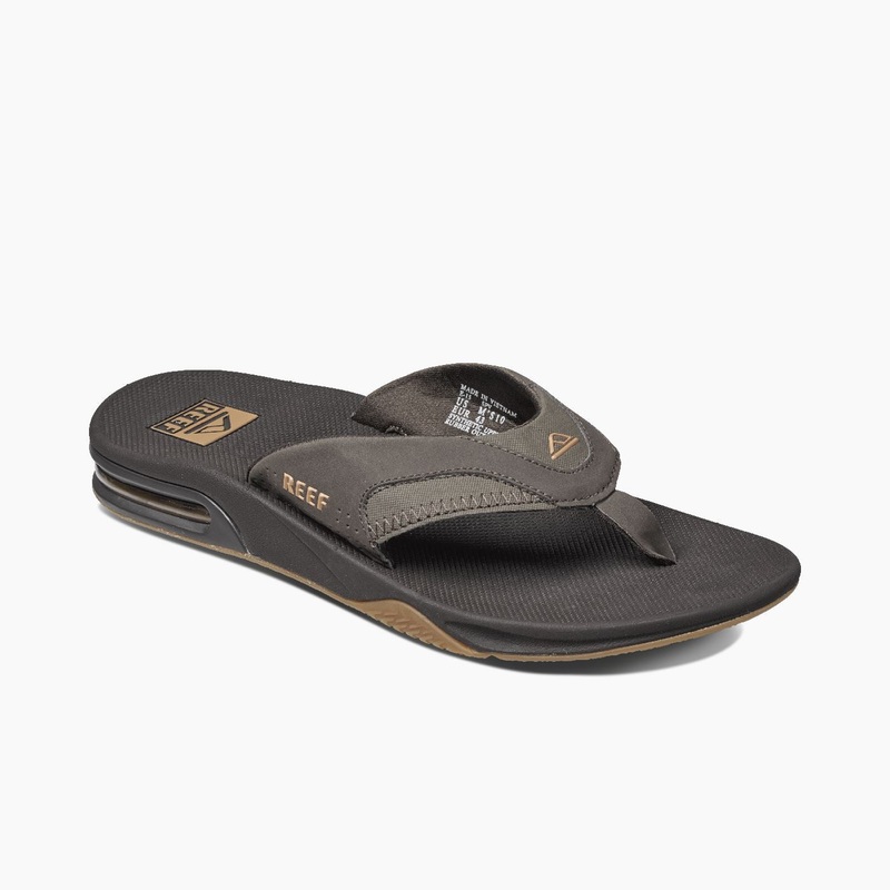 Reef Fanning Jandal|Black / Silver|Brown / Gum|8|9|10|11|12|13