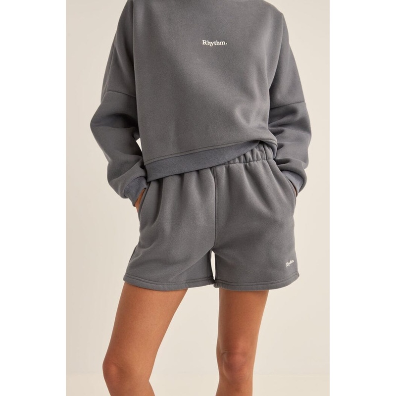 Rhythm Logo Fleece Shorts|Charcoal|8|10|12|14