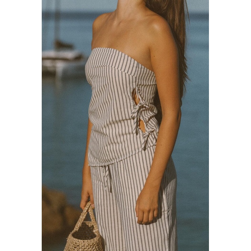 Rhythm Frankie Strapless Top|Navy Stripe|White|6|8|10|12|14