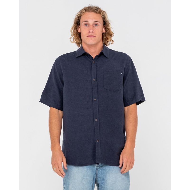 Rusty Overtone Linen Shirt|Navy Blue|S|M|L|XL|XXL
