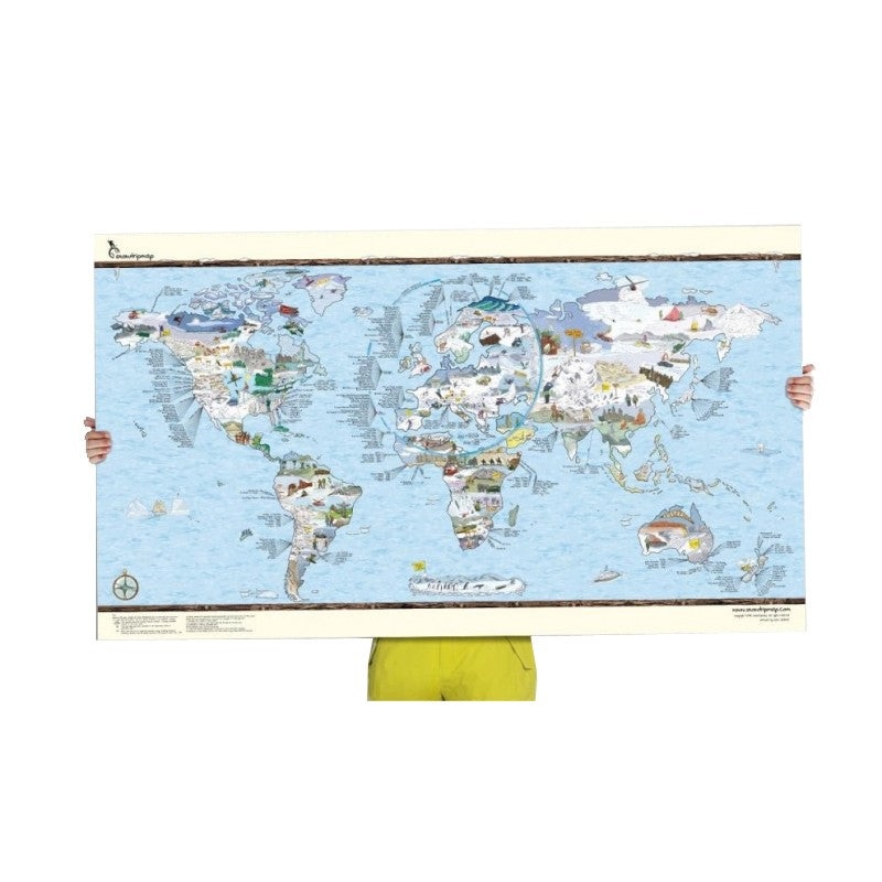 Awesome Maps – Poster Carte du monde – Snow Trip Re-writable