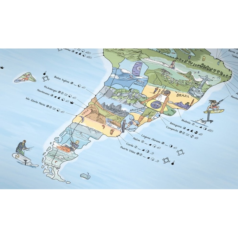 Awesome Map – Poster Carte du monde – Kitesurf Re-writable