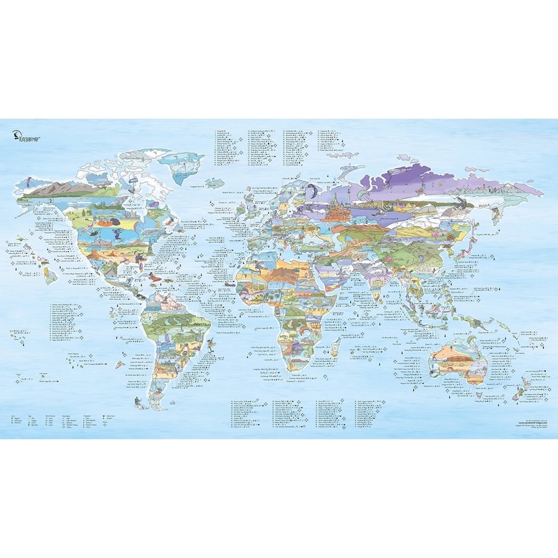 Awesome Map – Poster Carte du monde – Kitesurf Re-writable