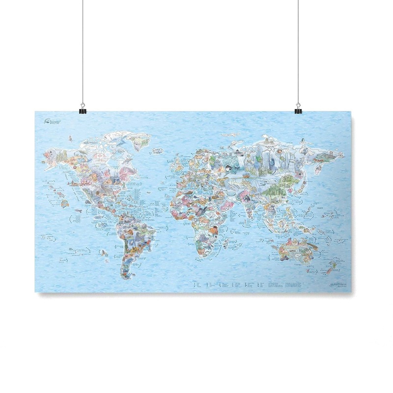 Awesome Maps – Poster Carte du Monde – Dive Map Re-writable