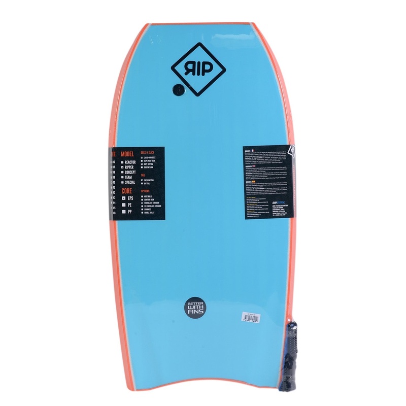 RIP Bodyboard – Ripper Stringer avec leash (EPS) – Orange / Blue