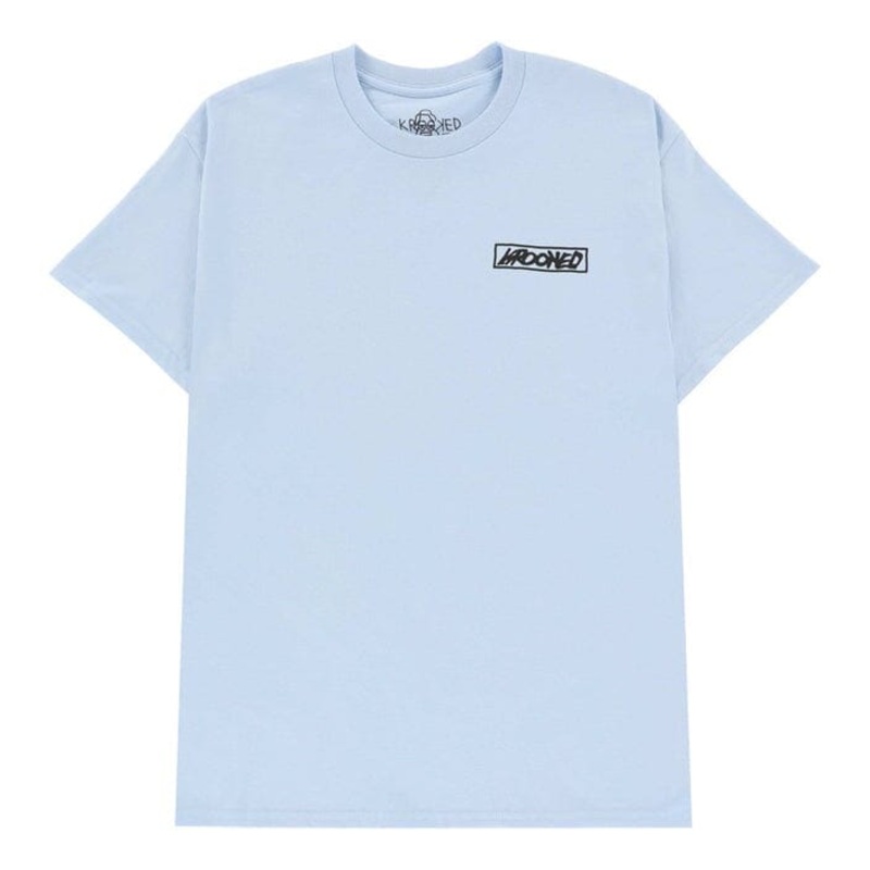 Krooked Moonsmile Raw T Shirt|Light Blue / Black Print|S|M|L|XL