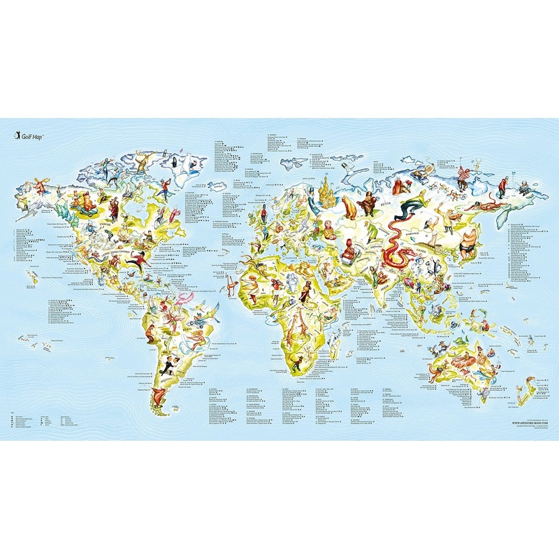 Awesome Maps – Poster Carte du Monde – Golf Map