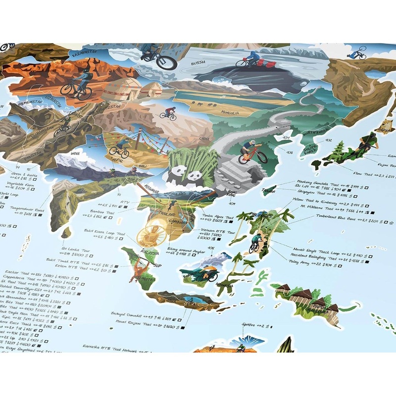 Awesome Maps – Poster Carte du Monde – Mountain Bike Map