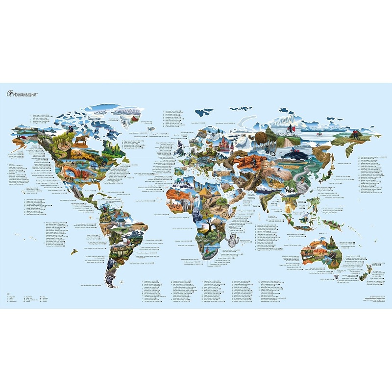 Awesome Maps – Poster Carte du Monde – Mountain Bike Map