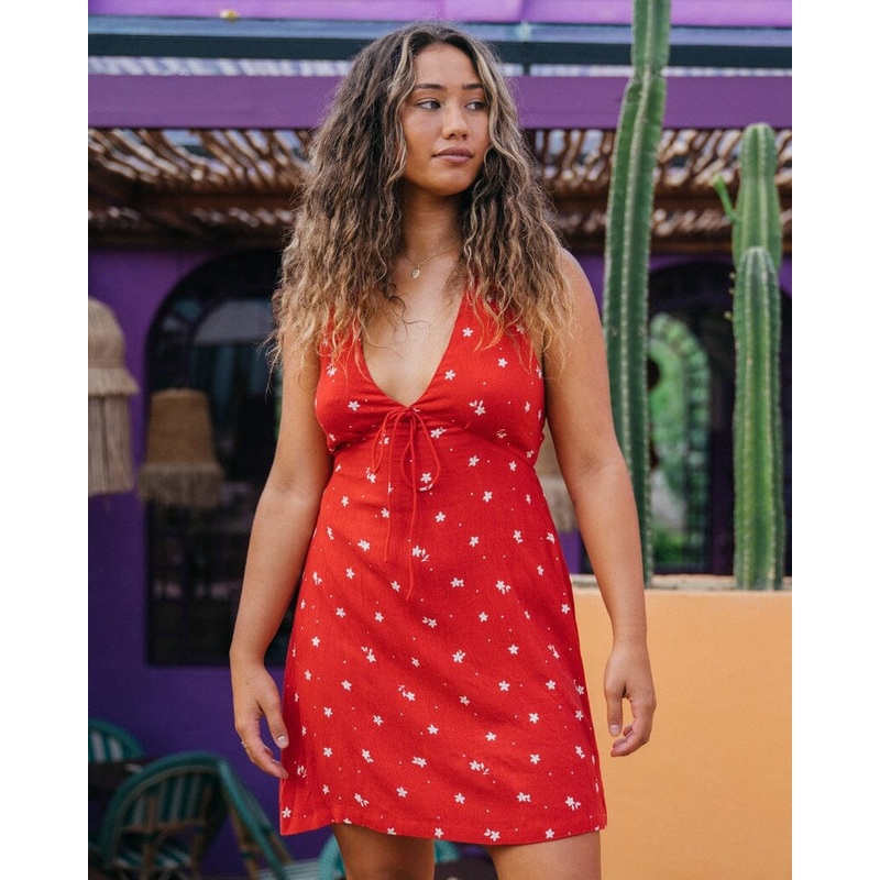 Billabong Darlin Halter Dress|Fiesta Red|6|8|10|12