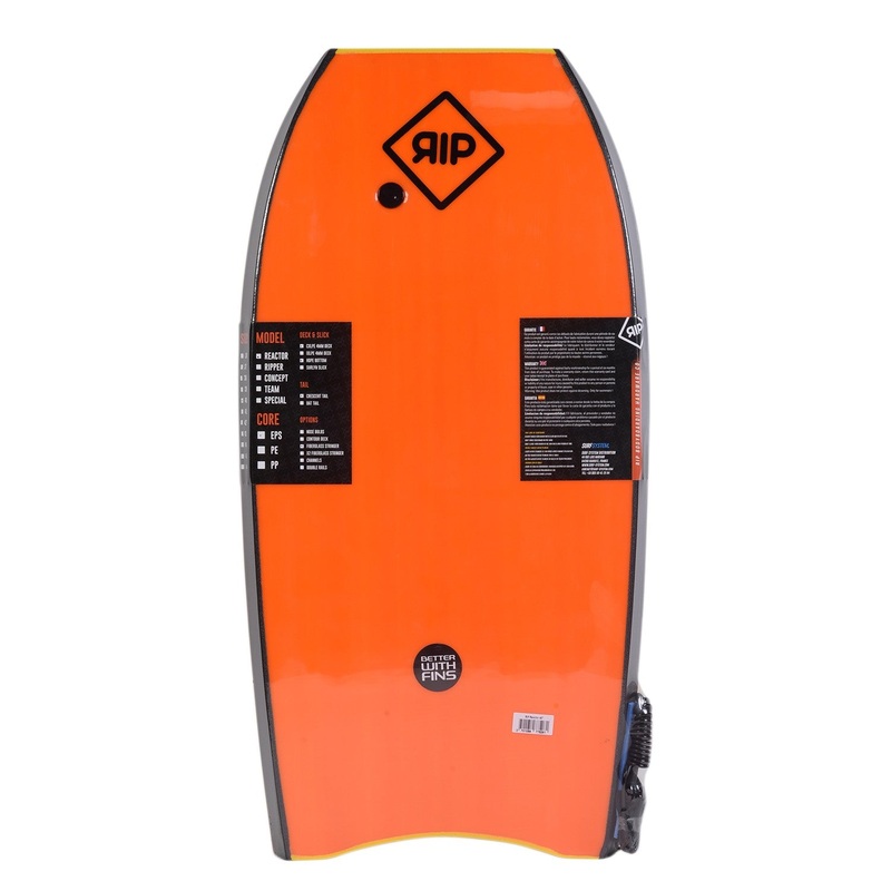 RIP Bodyboard – Reactor Stringer avec leash (EPS) – Yellow / Orange