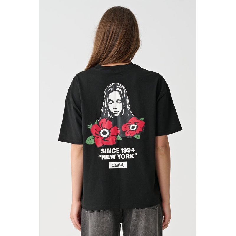 X-Girl NYC Mills OS T-Shirt|Black|8|10|12|14