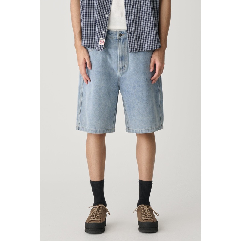 S Double Embroidered Denim Standard Shorts