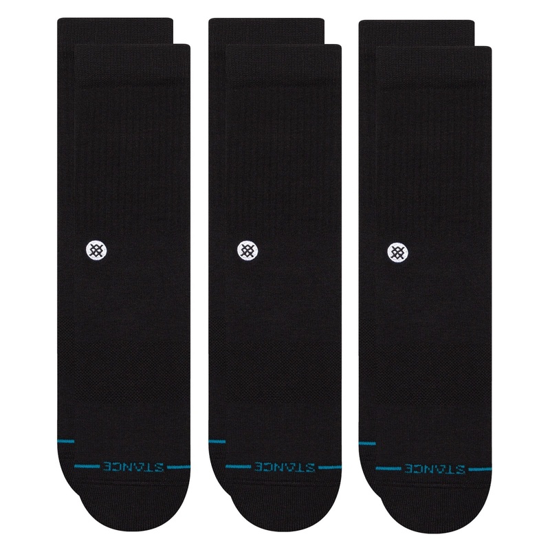 Stance Icon Crew 3 Pack Socks|Black|White|M|L