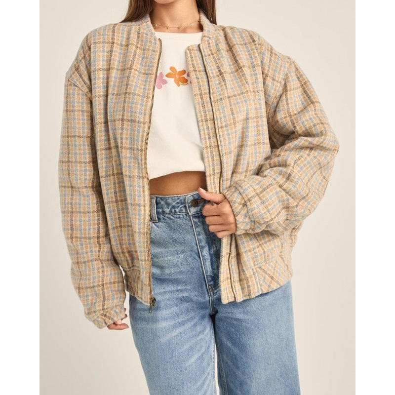 Rhythm Luca Oversized Check Bomber Jacket