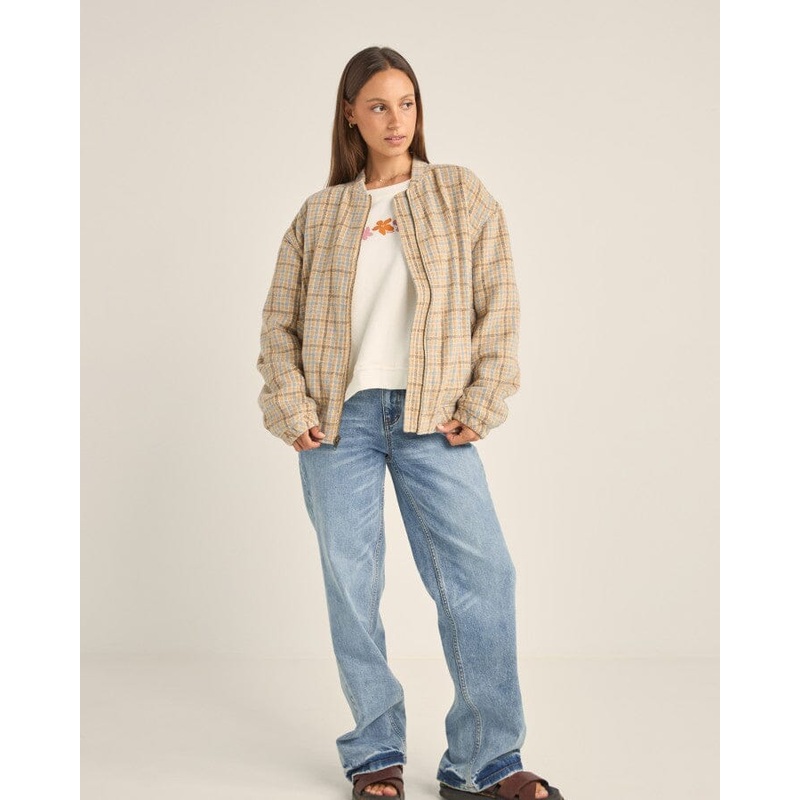 Rhythm Luca Oversized Check Bomber Jacket