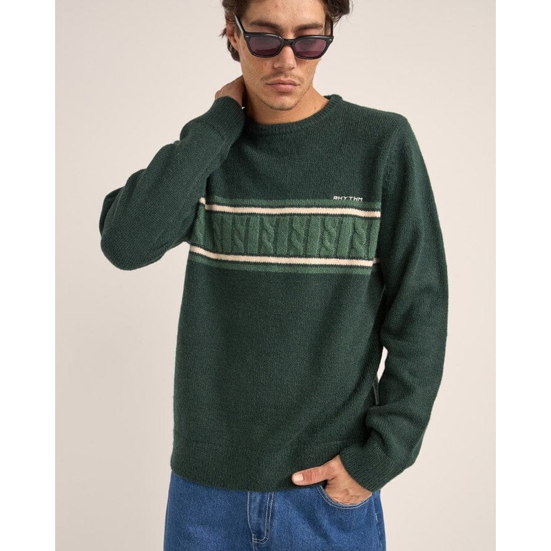 Rhythm Mohair Stripe Knit|Dark Green|S|M|L|XL