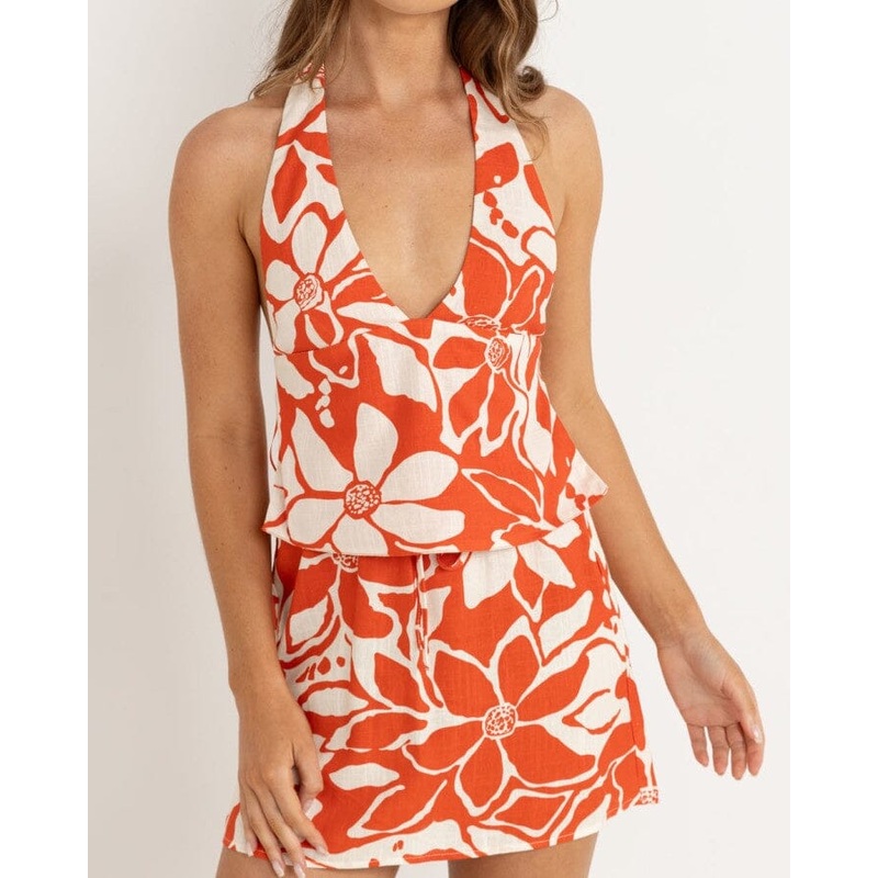 Rhythm Poppy Floral Halter Top