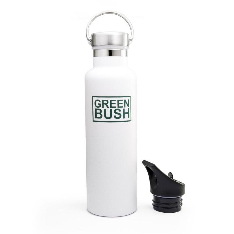 GREEN BUSH – Gourde Isotherme Acier Inox – Taille Standard – White