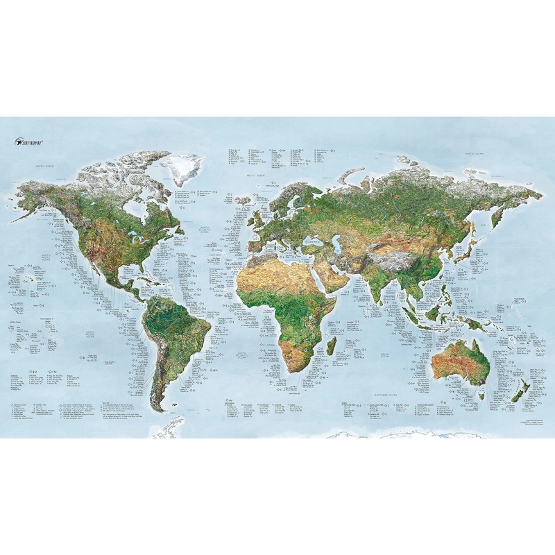 Awesome Maps – Poster Carte du Monde – Green Surf Trip