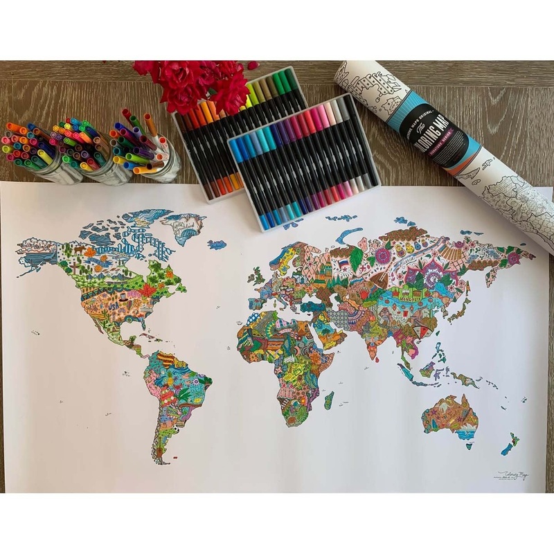 Awesome Maps – Poster Carte du Monde  Colorier