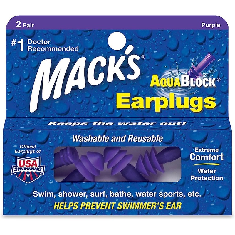 MACK’S EARPLUGS – Aqua Block – Purple – 2 Paires
