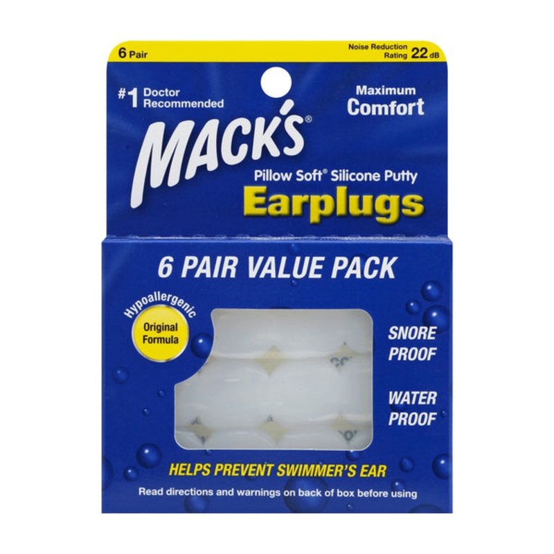 MACK’S EARPLUGS – Pillow Soft – Bouchons Oreilles Adultes – 6 Paires