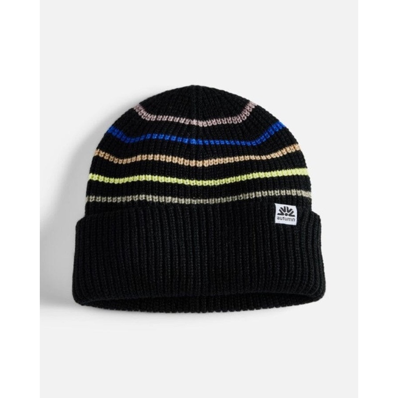 Autumn Retro Beanie|Black|Light Purple|Natural