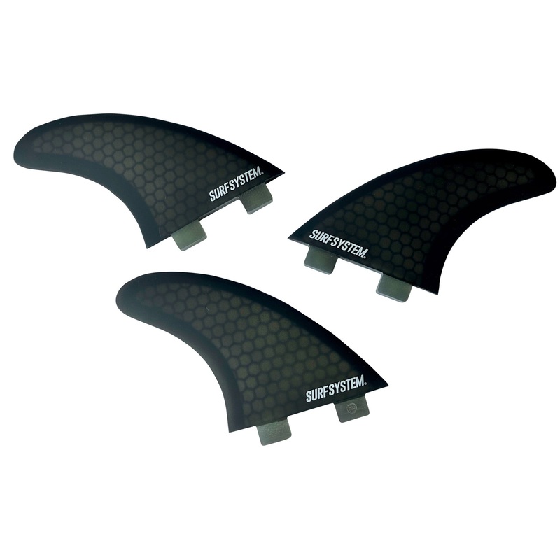 SURF SYSTEM – 3 fins Fiberglass Honeycomb compatibles FCS – Taille M – Smoke