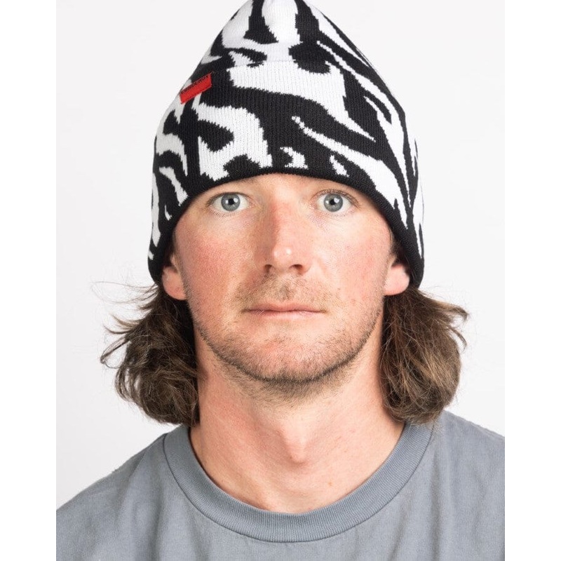 Autumn Tribal Flames Beanie|Black|Lavender
