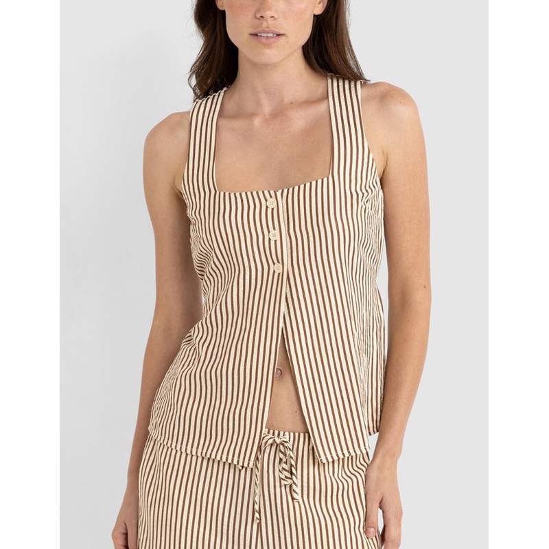 Rhythm Cove Stripe Long Vest|Natural|6|8|10|12|14