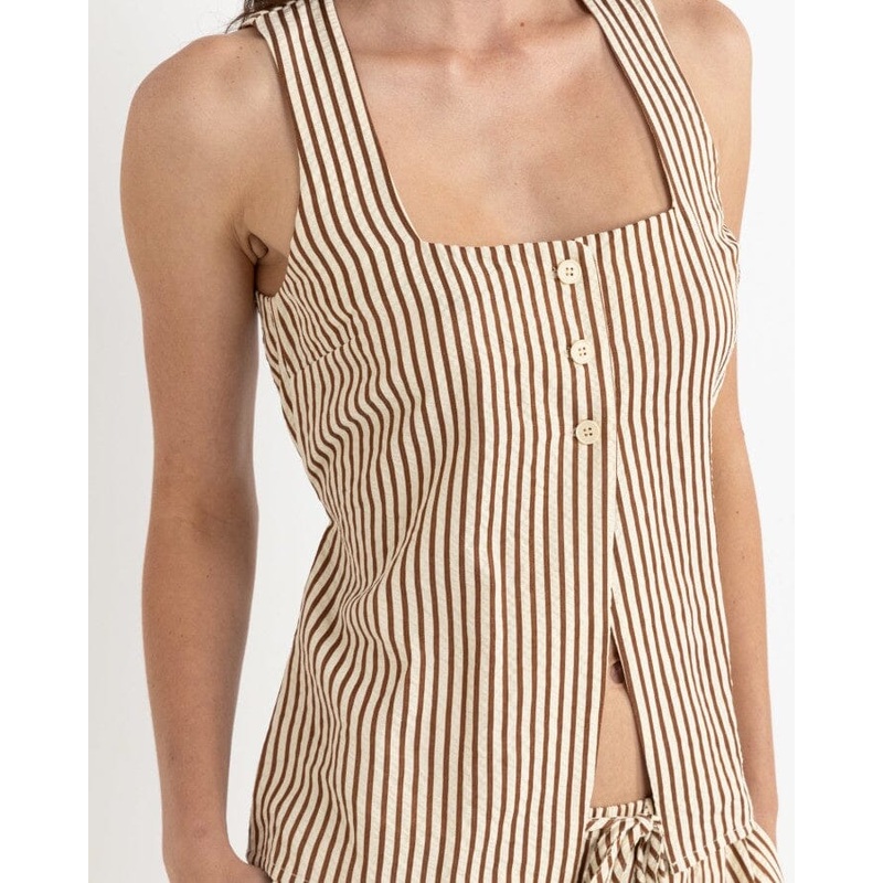 Rhythm Cove Stripe Long Vest|Natural|6|8|10|12|14
