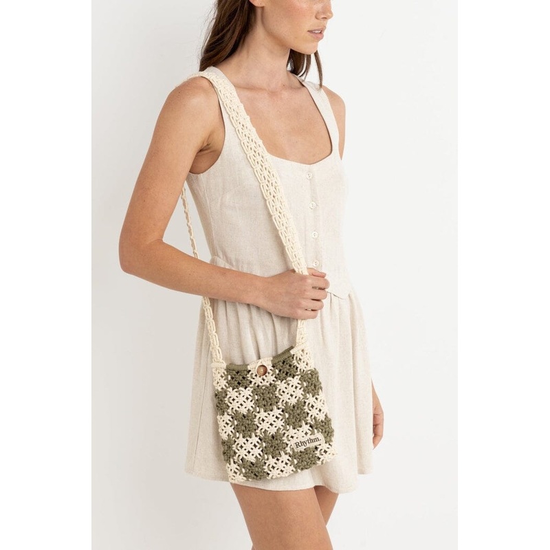 Rhythm Crochet Shoulder Bag|Green|Red