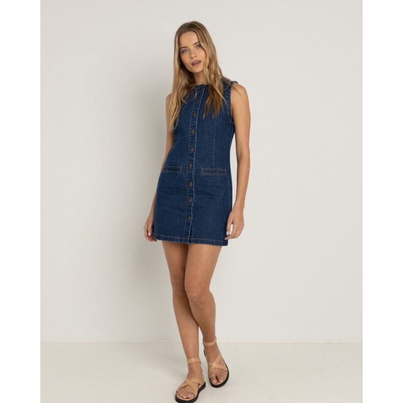 Rhythm Gia Denim Dress|Blue Wash|6|8|10|12|14