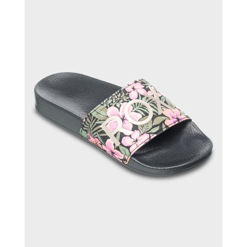 Roxy Youth Slippy II Slides – Black Multi