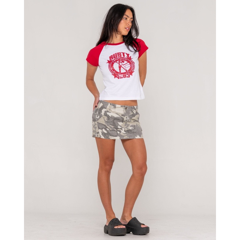 Rusty Camo-Mile Low Rise Mini Skirt