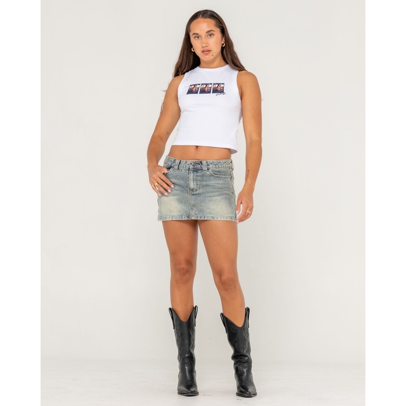 Rusty Dirty Mavericks Denim Mini Skirt