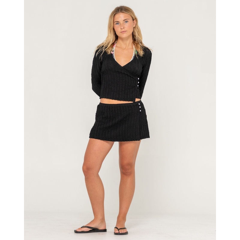 Rusty I Kissed A Pearl Lace Wrap Long Sleeve Top