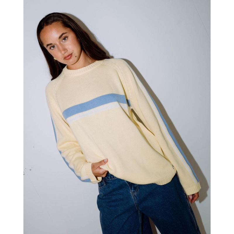 Rusty White Lines Crew Neck Knit