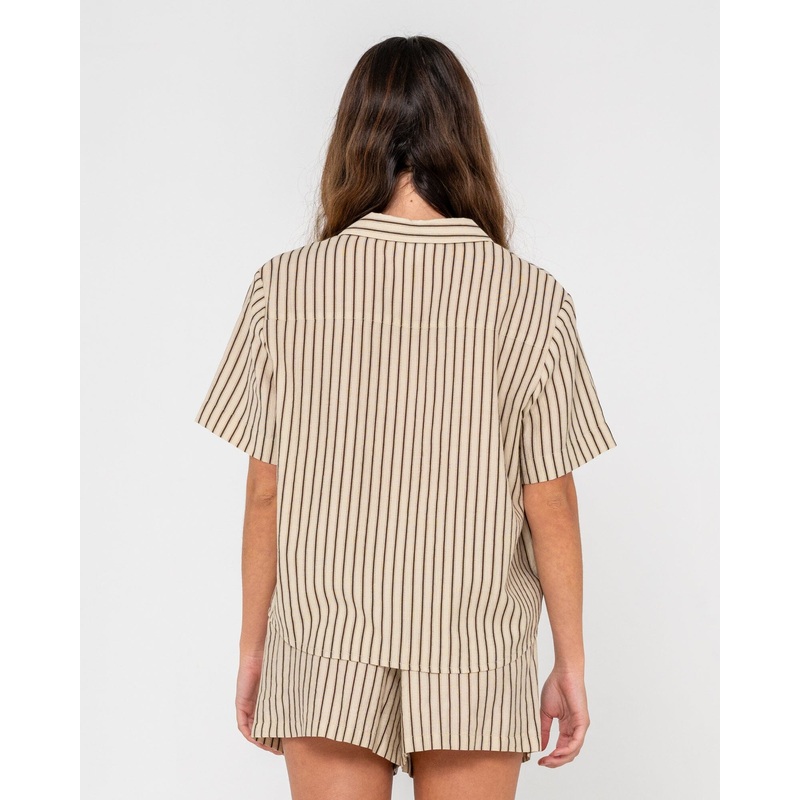 Rusty Sandy Stripe Boxy Shirt|Oatmeal Stripe|6|8|10|12|14