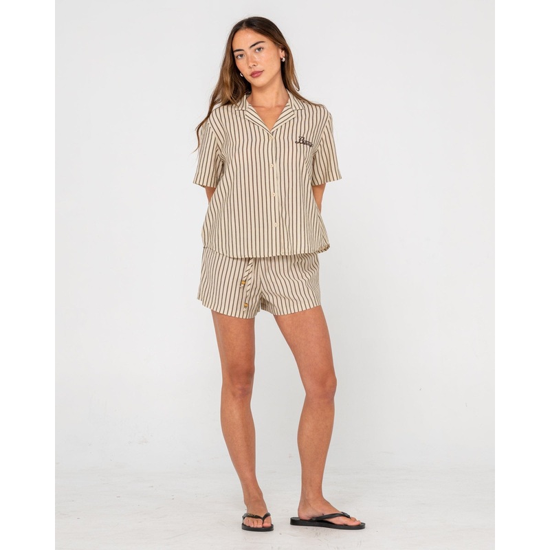 Rusty Sandy Stripe Boxy Shirt|Oatmeal Stripe|6|8|10|12|14