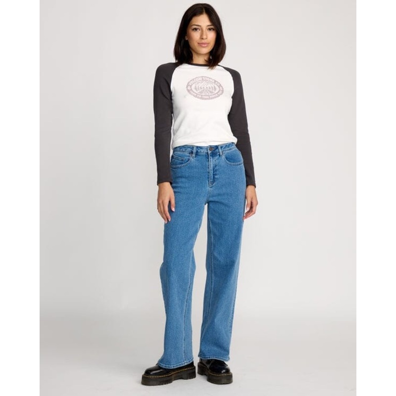 Volcom Stoned Boyfriend Hirise Jeans – Deep River Blues